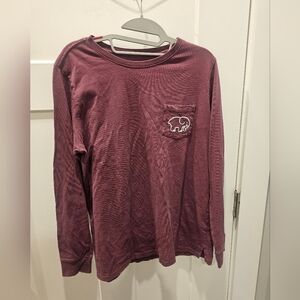 Ivory Ella Long Sleeve Pocket Tee Women’s Medium Maroon Elephant Logo Shirt